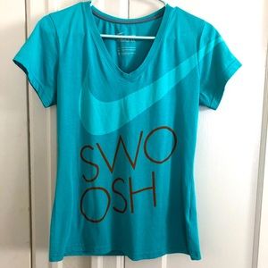 Nike Swoosh Teal V-neck T-shirt